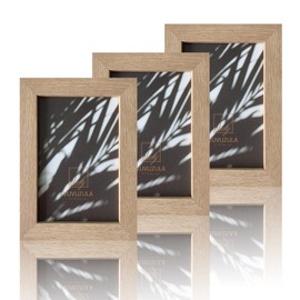 VUVUZULA Picture Frame, 10 x 15 cm, Natural, Wood Photo Frame, Wooden Frame, MDF Frame, Set of 3