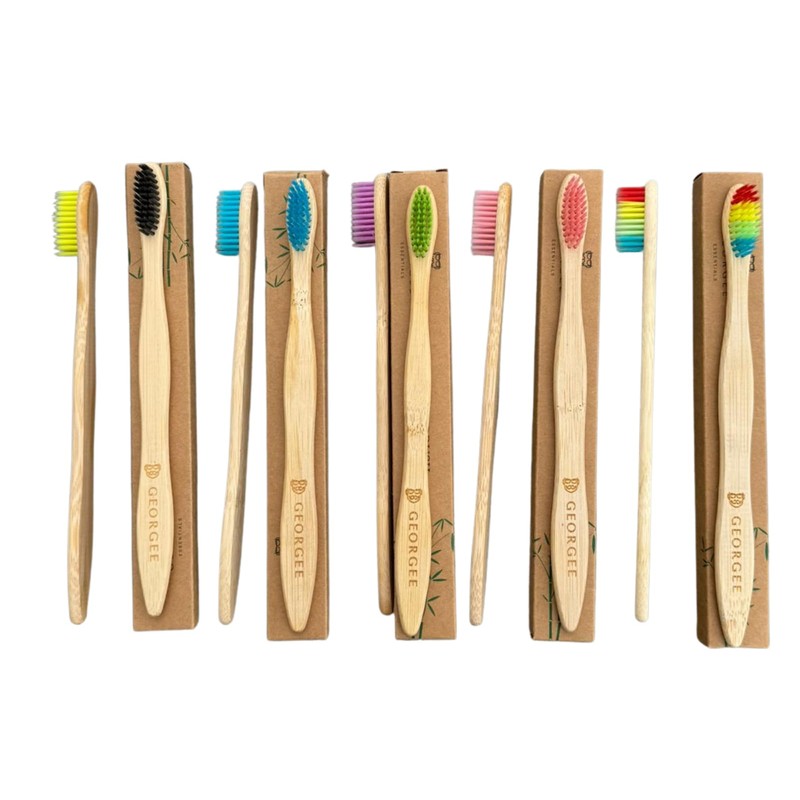 Cepillos de Bambú Ecológicos Georgee Essentials - Paquete 10 Piezas,