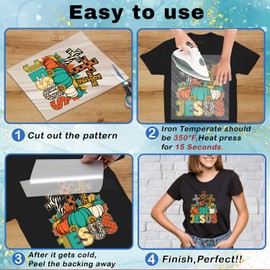 20 Fall for Jesus Christ Pumpkin Iron on Transfers, Dtf Transfers Ready to Press Transfer Stickers Iron on Decals for T Shirts Hoodie DIY Crafts