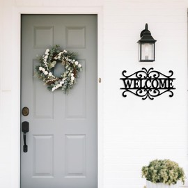 Metal Welcome hanging Sign for Front Door Welcome Wall Decor Door Signs Perfect for Indoor Home Outdoor Porch Garden(Black)