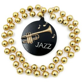 Jazz Medallion Mardi Gras Bead Necklace Cajun New Orleans Louisiana Carnival