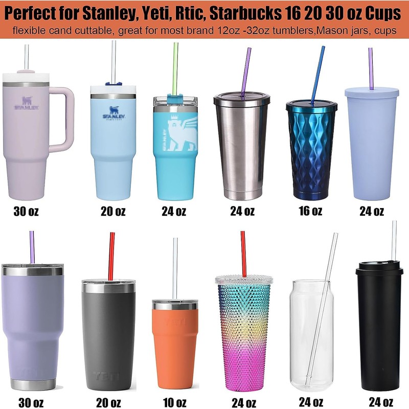 ALINK 10 Pieces 10.5 Inch Reusable Plastic Straws without BPA,