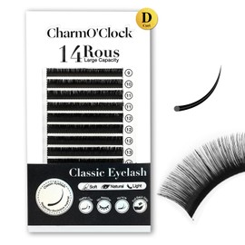 CharmO'clock Cashmere Volume Lash Extensions D Curl 0.05mm Thickness 8-16mm Mixed Length Lash Trays Super Matte Black Individual Eyelash Extensions Professional Salon Supplies(D 0.05 8-16mm)