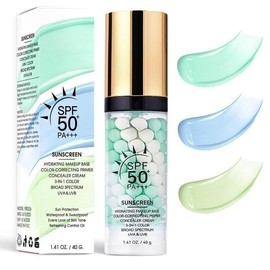 One-Step 3 In 1 Face Primer: SPF 50 Sunscreen + Tinted Moisturizer | Color Correcting Concealer with Oil Control | Flawless Base de Maquillaje Before Makeup Smooth Cream:_#02