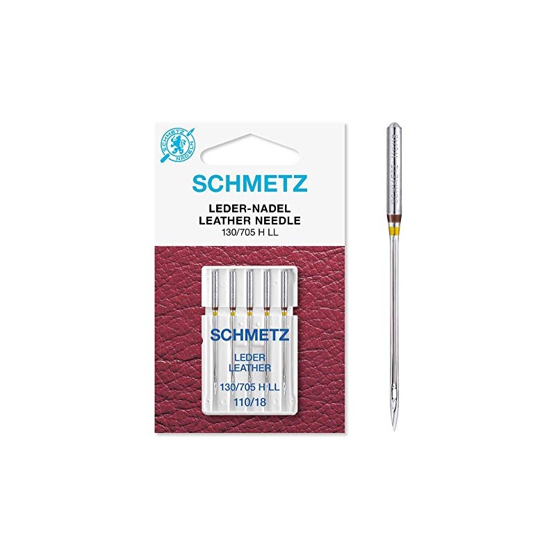 Schmetz 25 Sewing Machine Needles, Leather, Size 110/18, Flat Shank