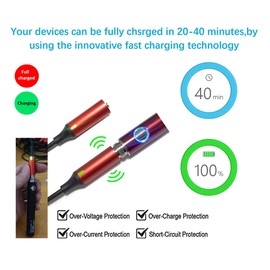 HUANLEDE USB High Speed Charging Cable (Brushed Metal Case) Compatible with All 510 Models for Soldering Iron Flashlight Charging Use 2PCS