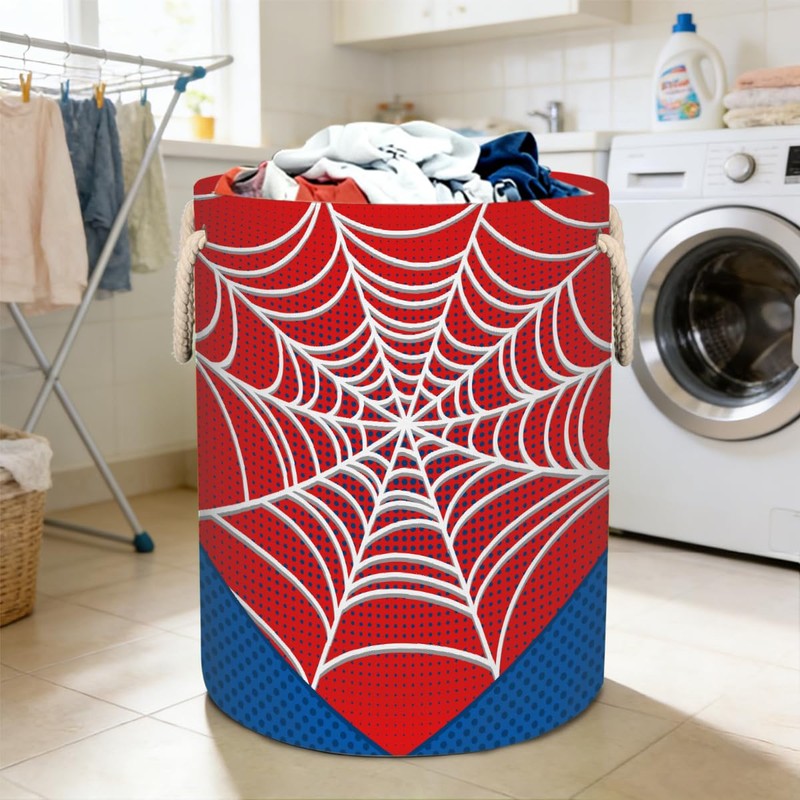 Red Spider Web Laundry Hamper - 58L Collapsible Waterproof Large