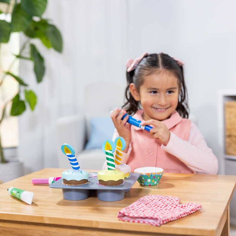 Melissa & Doug Bake & Decorate Wooden Cupcake Kit, with