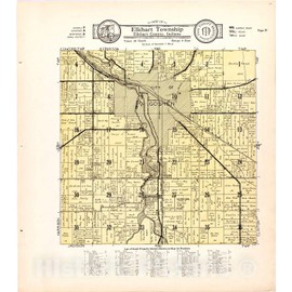 Historic 1929 Wall Map - Atlas and plat Book of Elkhart County, Indiana - Map of Elkhart Township Elkhart County, Indiana 16in x 18in
