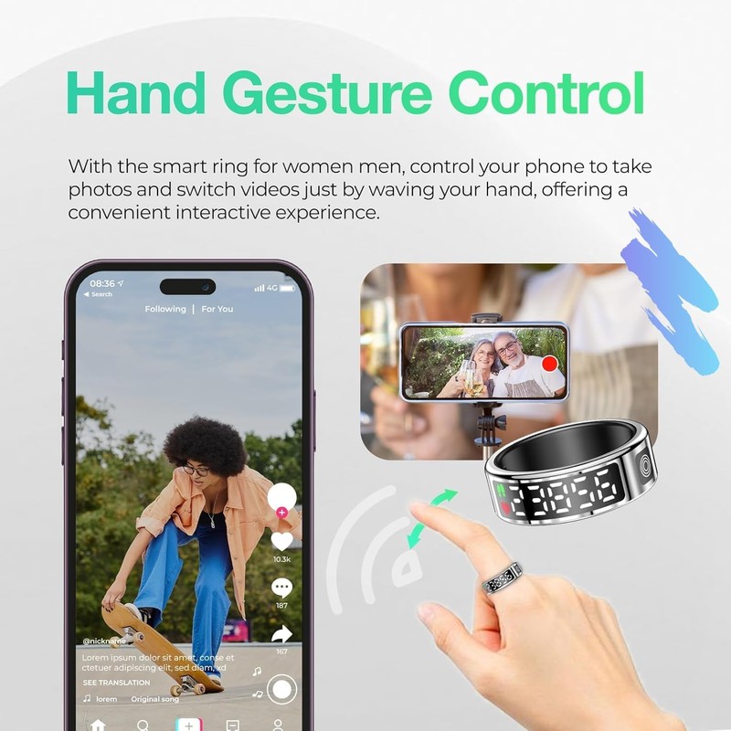 Smart Ring for Men Women - LED Display Tiktok Scroll