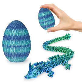 Small Dragon Eggs with Dragon Inside, 3D Printed Surprise Funny Gifts for Kids, Articulated Dragon Fidget Toys for Adults, Executive Desk Toys Office Room Décor (Sky Blue Ombre)