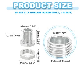 PATIKIL M10 x 15 mm Lamp Pipe Nipple with Nuts Set, 10 Pieces Fine Thread Hollow Screw Assortment Hex Head Screw Through Hole Bolts Chandelier Fasteners