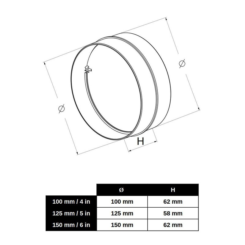 Ø 100 mm / 4 in Anti Backdraft Non-Return Pipe