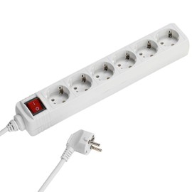 Vivanco ES6 W15 6-Way Power Strip with Switch 1.40 m Cable White