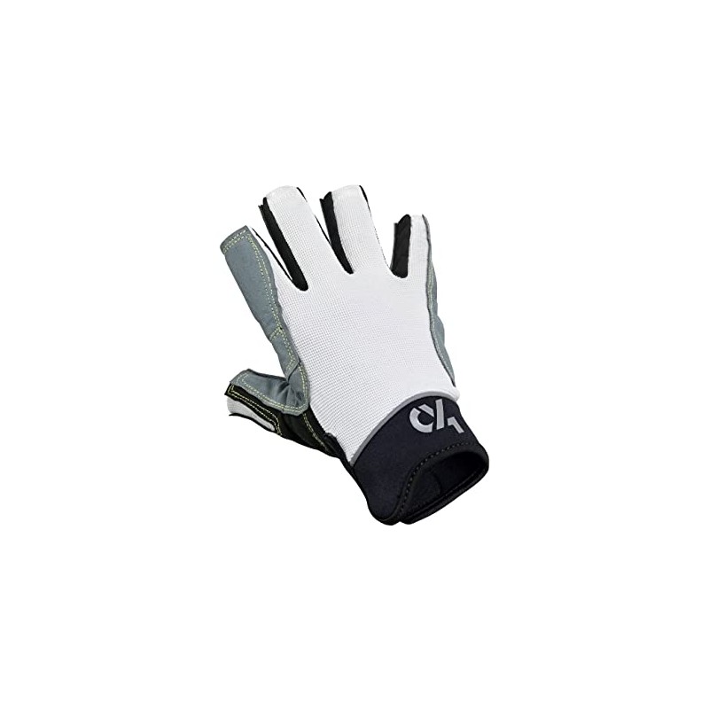 crazy4sailing Unisex Racing Sailing Gloves, 5 Finger-Free, Colour: White, Size: