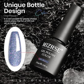 MIZHSE Diamond Gel Nail Polish 10ml, Glitter Blue Reflective Glitter Gel Nail Polish, Flash Diamond UV/LED Soak Off Manicure, Christmas Gift for Women Girls