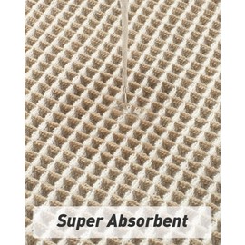 AMOAMI Upgraded Waffle Runner Rug Super Absorbent Non Slip Bath Mats for Bathroom Machine Washable Bathroom Runner Rug with Tassels, Ideal for Hallway Bedroom Laundry Room, 17" x 72", Brown & Cream