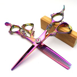 14 and 6-Inch Purple Barber Barber Professional Scissors Hand Hair Cutting and Thinning Scissors