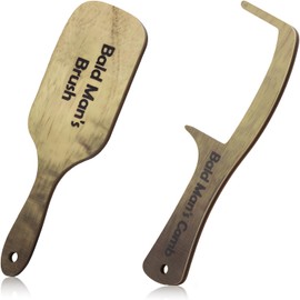 Lotsdonxia 2 Pieces Wooden Bald Man Comb Joke Set, Hairless Gag Gift for Men, Humorous Toothless Prank Brush