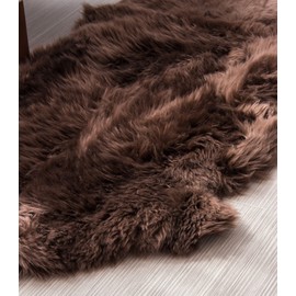 HUAHOO Premium Genuine Sheepskin Rug Brown Real Australia Sheepskin Natural Luxury Fluffy Lambskin Fur Area Rug Seat Covers for Kids Bedroom Sofa Chair Cover Pets Dogs Mat Double Pelt/2' x 6' Brown
