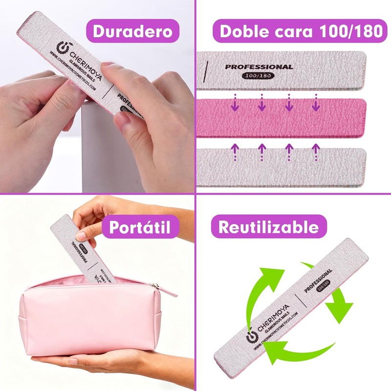 CHERIMOYA Lima de Uñas Profesional Forma Peine-Set 25 Pzs-Grano 100/180