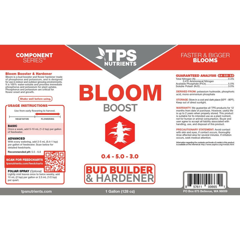 TPS NUTRIENTS Bloom Bud Builder & Flower Hardener Plant Nutrient