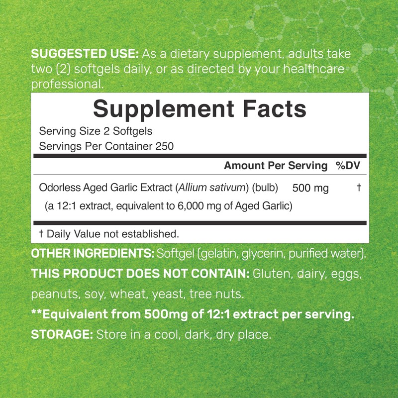 DEAL SUPPLEMENT Odorless Aged Garlic Pills, 6,000mg Per Serving, 500