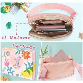 COSHAYSOO Pink Belt Bag Fanny Pack Crossbody Trendy Practical Gifts for Workout Enthusiasts Women Mom Hiking Running Cycling Gym Lovers Travel Accessories L