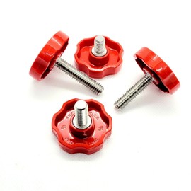 3/8" Thumb Screw Bolts with Red Round Clamping Knob Hex Head 304 Stainless Steel 3/8"-16 Standard Coarse Thread, Rust Proof, Indoor/Outdoor (Length: 3/4", 2 Pack)