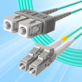 10Gtek Fiber Patch Cable - LC to SC OM3 10Gb/Gigabit Multi-Mode Jumper Duplex 50/125μm LSZH Fiber Optic Cord for SFP Transceiver, Aqua, 3-Meter(9.8ft)