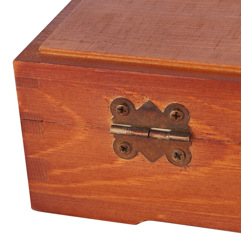 Wooden Sketching Pencil Box Antique Solid Wood Square Children Stationery