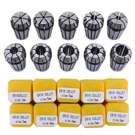 ER-16 Collet Set, 10PCS ER-16 Spring Collet Milling 1-10mm Precision Spring Steel Collet Chuck for CNC Engraving Machine Milling Lathe Tool