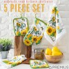 Premius 5pc Kitchen Set: 2 Pot Holders,1 Oven Mitt &