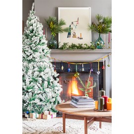 Perfect Holiday 6.5' Snow Flocked Christmas Tree | 647 Tips, Dia 46.5"| Includes Metal Stand, Green (PVCS-65)