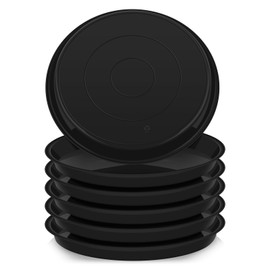 VUWEZ 6 Pack Plant Saucer Tray, 4 6 8 10 12 15 16 18 20 inch Plant Saucers for Indoors, Durable Plastic Flower Planter Plant Water Drip Trays Round, Pot Saucers, Plant Trays for Pots (6", Black)