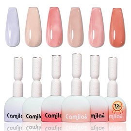 CAMILA ¿ 6pcs 15ml Gel Polish Set Jelly Pink Gel Nail Polish Kit Soak Off Gel Polish Manicure Salon For Women J Set