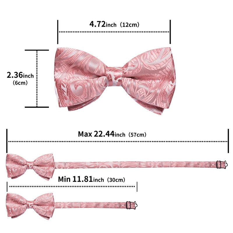 DiBanGu Silk Pink Mens Bow Tie Paisley Pretied Bow Tie
