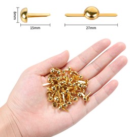 Aooba 100 PCS Mini Brads Gold Paper Fasteners, Round Brass Metal Brads for Art Crafting, Decorative Scrapbooking DIY, 8x15mm (100 pcs)