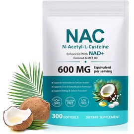 NAC Supplement 600mg N-Acetyl Cysteine with Coconut Oil for Potent Antioxidant