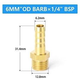 ERGAOBOY 10 Pcs 6mm OD Barb to 1/4" Female BSP Connectors,Brass Hose Barb Compression Fittings