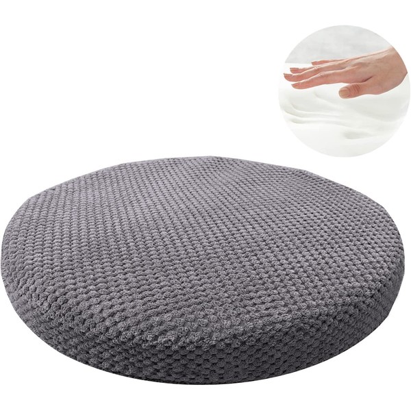 Big Hippo Memory Foam Seat Cushion, Round, Soft Non-Slip Seat Cushion with Removable Cushion Cover, 40 x 40 cm Chair Cushion for Most Chairs - Grey