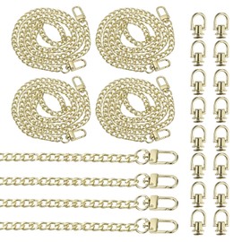 PATIKIL 31.5" Flat Purse Chain, 8 Pack Light Gold Chain Purse Strap Handbag Chains Crossbody Straps Extender with D-Rings for Tote Wallet Clutch Satchel Short Bag