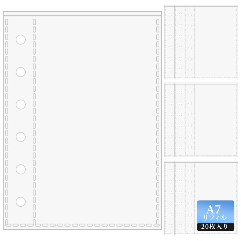 Nixrete a7 Mini Refills, 6 Holes, 20 Sheets, Clear, Cute,