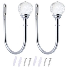 BlueXP 2 Pack Metal Curtain Holdback Hook Crystal Ball U-Form