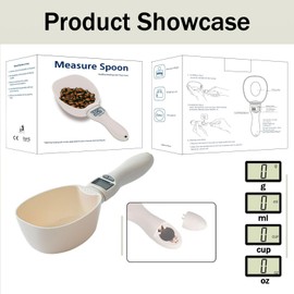 Edottbag Digital Measuring Spoon,Food Measuring Scoop Scale,With LCD Screen,Digital Measuring Scoop,Digital Measuring Weighing Electronic Spoon Scale for Kitchen and Dog Cat Food(1pcs)