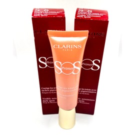Clarins SOS Face Primer #03 Coral: Visibly Minimizes Dark Spots Set of 2 New