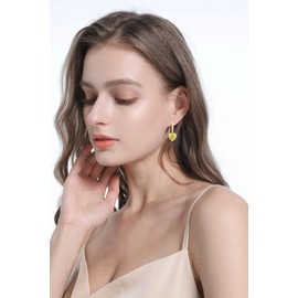 GZWHD Yellow Citrine Gold Heart Earrings for Women