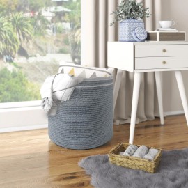 UD_Large Recycled Cotton Rope Basket   Blanket Storage Basket Pillows Toys Towels Laundry and Living Room Organization   15.8x13
