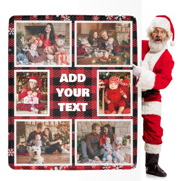 HUGLAZY Ship in Next Day,Custom Christmas Blanket for Mom Dad