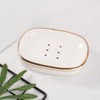 Self Draining Soap Dish, Double-Layer Bar Soap Tray, White Ceramic